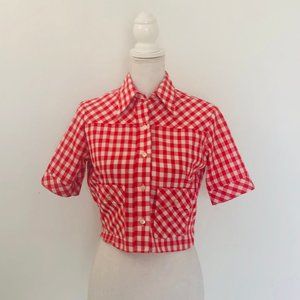 Wrangler Plaid Short Sleeve Crop Top